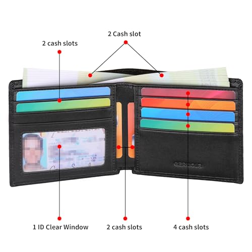 Men's Real Crocodile Leather- RFID Blocking, Slim & Stylish with 9 Compartments and 1 ID Window, Bifold Mens Wallet, Bifold Wallet Men's Short Wallet Purses, Durable Stitching3