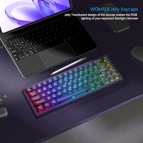 Image of Womier Keyboard Keycaps Jelly Purple, Cute Keycaps Transparent Clear