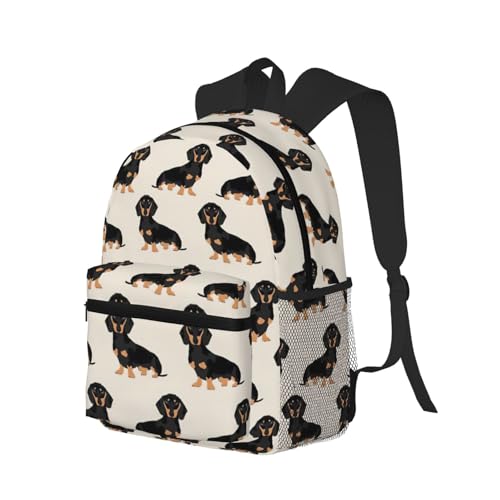 Yyoretp Unisex-Rucksack mit Dackel-Motiv, Oxford-Rucksack, Wanderrucksack, Reisen, Outdoor-Schultertasche