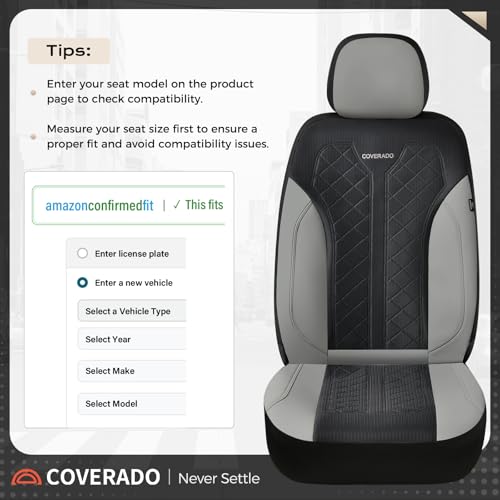 Image of Coverado Front Seat Covers, Automotive Seat Covers 2 Seats, Leather Car Protectors 2-Pack, Auto Seat Covers Spill-Proof Design Universal Fit for SUV, Vans, Sedan, Truck