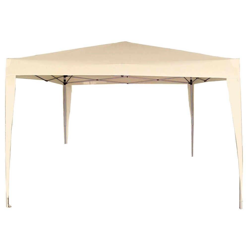 AKTIVE Cenador plegable 300x300x240 cm color crema, Estructura metálica ligera con techo de poliéster impermeable, Montaje rápido sin herramientas, Para jardín y terraza (62188)