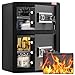 Produktbild VEVOR Doppeltüriger Safe 99,1 l mit Schlüsselschloss und Passwort, feuerfeste Tasche, Schlüsselanhänger, LED-Licht, 2 verstellbare Trennwände für Geld, Dokumente, Schmuck, Schwarz