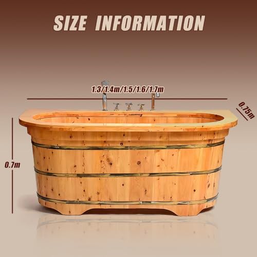 Naturholz-Badewanne mit Wasserhahn-Set – freistehende Badewanne für Erwachsene und Kinder, Outdoor-Bank und Wasserschaufel inklusive, familienfreundliches Design – Bild 3