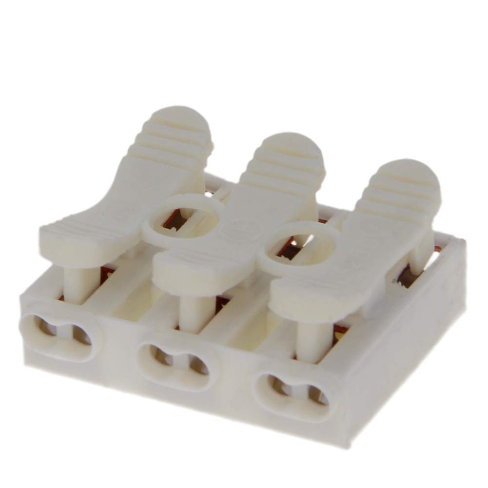 Jutagoss 100 Pcs ZQ-3P Quick Connector Spring Wire Connector Terminal Block Spring Connector for LED Strip Light Wire Connecting