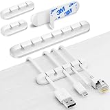 Filzada® 4x Kabelmanagement Set Weiß - Kabel Organizer - Kabelorganizer - Kabelhalter Selbstklebend - Kabelhalter Schreibtisch für mehr Ordnung - Cable Organizer für Schreibtisch, Büro uvm