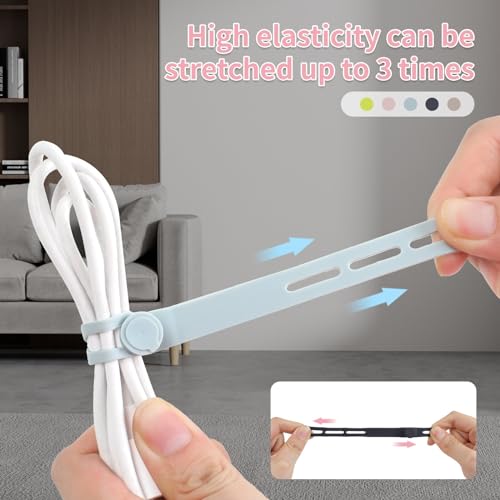 image for Oligei 25 Pcs Silicone Cable Ties, Cable Ties Reusable, High Elasticit