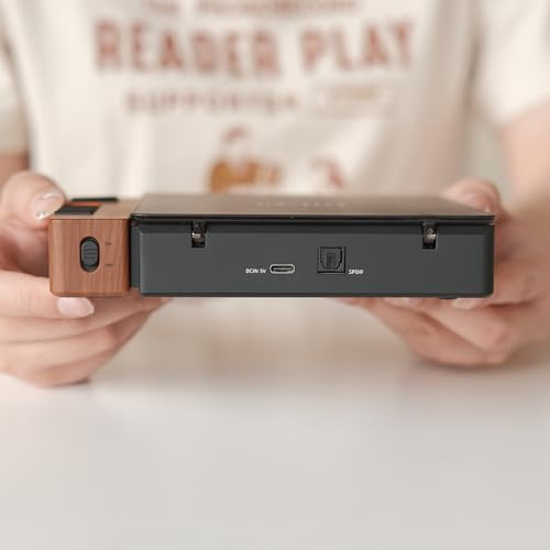 Image of R300 CD Player Portable Bluetooth Desktop Retro CD Players for Home,Without Speakers, Rechargeble Battery Small Compact Vintage CD Player,SPDIF Out,Brown