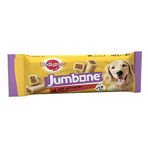 Pedigree Jumbone Medium dog Treats with Beef and Poultry Flavour 24 Chews Pack of 12 (12 x 180 g)