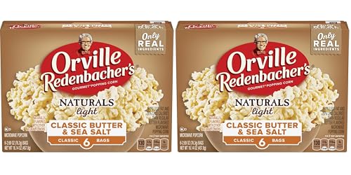 Orville Redenbacher's Naturals Light Classic Butter & Sea Salt Popcorn, 2.69 Oz, 6 Ct (Pack of 2)