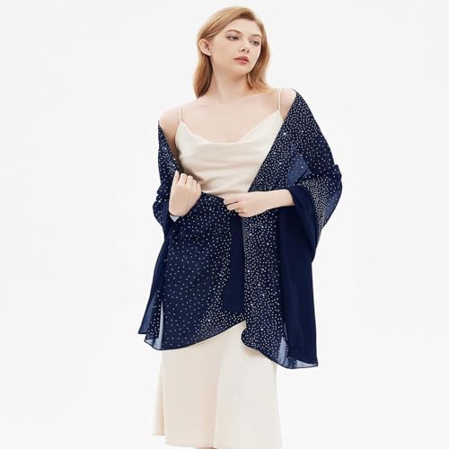 AUSEKALY Shawl Wraps for Women Evening Dresses Sparkly Rhinestones Formal Chiffon Wraps Rave Indian Dupatta3