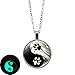Produktbild Halskette mit Anhänger für Damen und Herren, modisch, mit Hundepfoten-Muster, Yin Yang Taiji, Glas, leuchtend, silberfarben