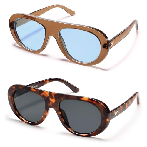 Image of VANLINKER Oversized Retro Aviator Sunglasses for Women Men Chic 70s Vintage Style Trendy 2026 Chunky Sun Glasses VL9865