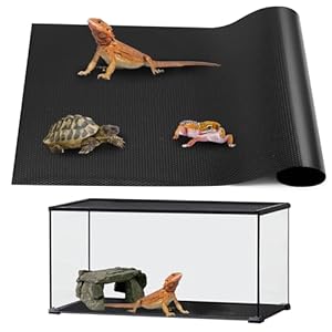 zunzingy Bearded Dragon Tank Accessories, Reptile Mat, Reptile Terrarium Substrate Liner for Leopard Gecko, Lizard, Snake, Tortoise, Iguana Non-Adhesive Reptile Flooring (18″x36″ Black)