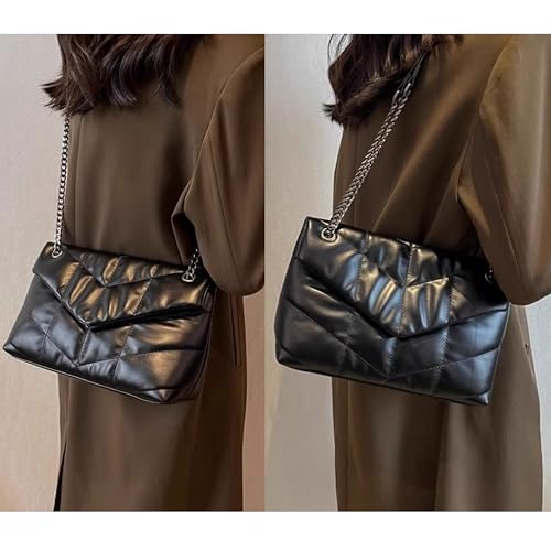 DORIS&JACKY Designer Leather Shoulder Purse For Women Lambskin Quilted Tote Bag With Convertible Chain Strap2