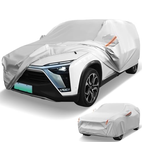 COSTWAY Car Cover Waterproof All Weather Rain Snow Sun Dust UV Protection Universal Full Car Cover with Cotton Lining Reflective Strips & Storage Bag (Fit SUV Length Up to 190/483cm)