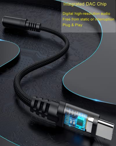 Dukabel Type C To Aux Adapter, Usb-C To Audio Jack With Upgraded Dac Chip For Samsung Galaxy S22 S21 S20 Ultra S20+ Note 20 Google Pixel 6 Pro/5/4/3/2 Oneplus 7T And More #TOP4