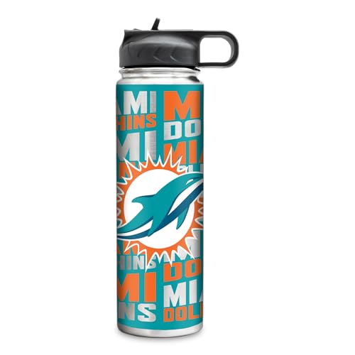 Rico Industries NFL Football Miami Dolphins 22oz Stainless Steel Tumbler with Lid - Great For Coffee Tea Water or Cocktails