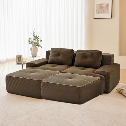 Image of Corduroy Modular Sectional Sofa, Oversized Cloud Couches for Living Room
