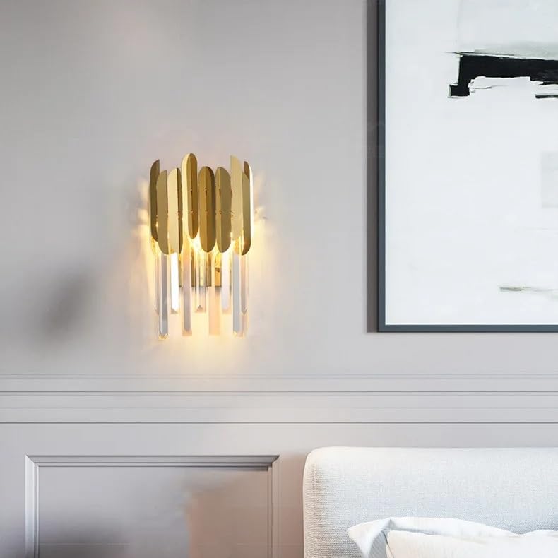 Modern Luxury Gold Crystal Wall Lamp LED for Living Room Bedroom Decoration Home Indoor Lighting Sets Fixtures,Practical