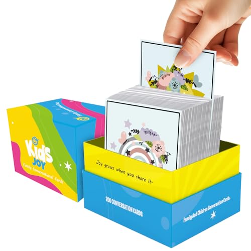 Family Discussion Cards Set, 200 Engaging Conversation Starters for Quality Time - Screen-Free Bonding Activity for Dinners, Gifts, Holidays and Gatherings(Kid001)