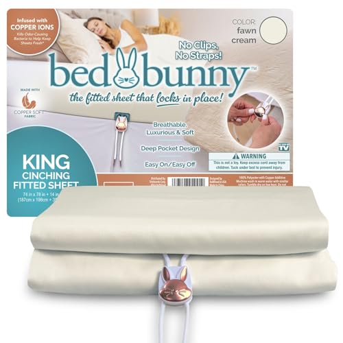 Bed Bunny Fitted Sheet Only As Seen On TV StayFit Compression Cord No Slip No Pop Off Wrinkle-Free Soft Up to 14