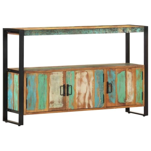 vidaXL Aparador de Madera Maciza Reciclada 120x30x75cm Mobiliario Hogar Casa Encanto Rústico Decoración Acabado Cepillado Resistente Duradera