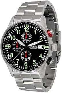 ASTROAVIA Herren-Armbanduhr Chronograph massiv Edelstahl Armband N32S