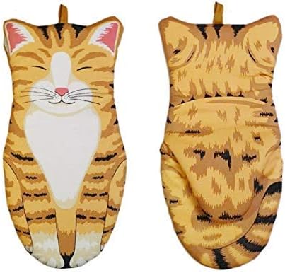 定番キャンバス アクセサリー オーブン手袋漫画猫の爪オーブン手袋 