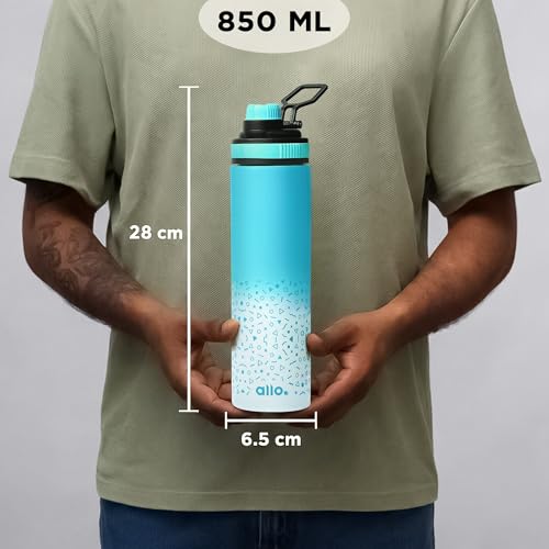 Image of Allo Steel Water Bottles Stainless Steel Sipper Water Bottle For Adults, Kids 850 Ml Water Bottles For School, Office, Sports, Gym 850 Ml Water Bottle For Men And Women, Blue White 850Ml