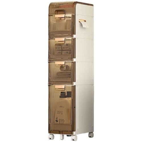 SUPBEI 3-5 Niveles gabinete de Almacenamiento de Piso de baño Estrecho, estantería móvil con Caja de Seda y Ruedas para la pequeña Sala de Estar de lavandería.,Five Floors,9.8in