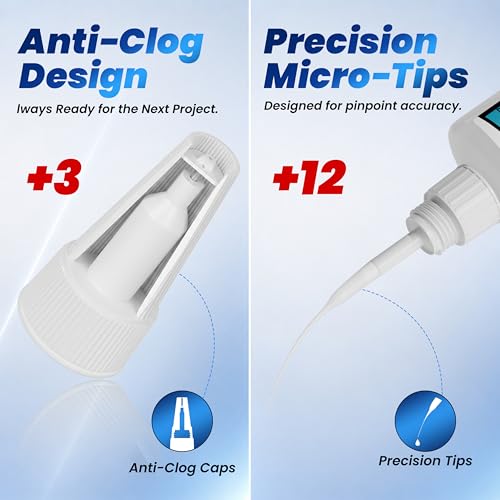 Image of Super Fast Thin CA Glue, 120 Gram Super Glue Pro Kit with Anti-Clog Caps & Precision Microtips, Instant Cyanoacrylate Adhesive for Plastic Metal Ceramic Glass Wood 3D Print PLA Rubber