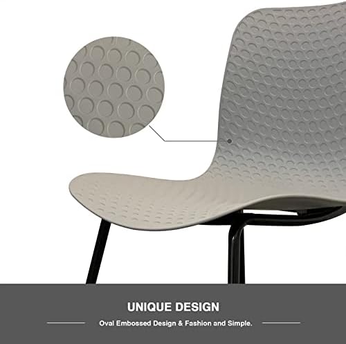 Dining Chair Achiemart Dining Chairs Set of 4 Metal Legs, Contemporary Lounge Dining Home Office Plastic Seat Armless Chairs, Max Weight up to 150kg/330lbs (Grey), 45.5 x 53.5 x 80cm (C-10)