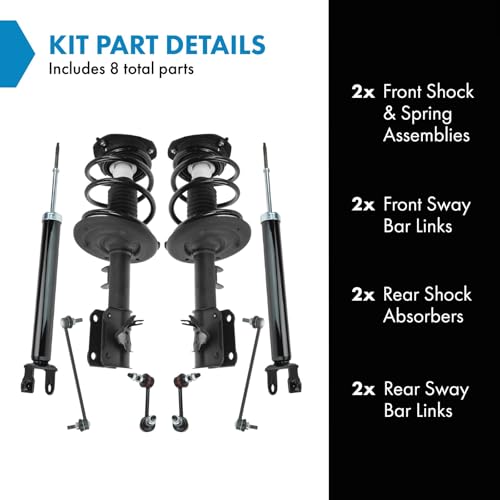 Image of TRQ Front and Rear Suspension Kit Complete Strut & Coil Spring Assembly Shock Absorber Sway Bar Stabilizer Link Compatible with 2007-2013 Nissan Altima