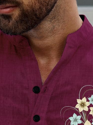 Image of TOPLOT Men's Kurta Shirt |Premium Linen Printed | Stylish Ethnic Wear | Comfortable Fit Design | Clean Look Structure | Versatile Styling | Ideal for Casual, Festive, Party (5265)