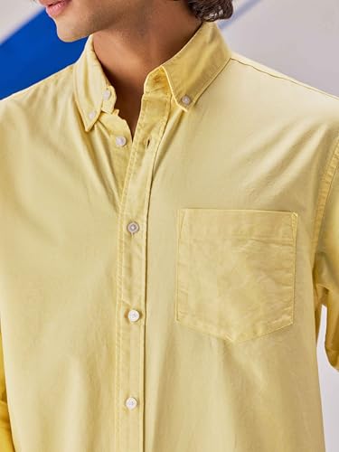 Image of UNSTD Men Solid Cotton Oxford Shirt Full Sleeves | Regular Fit Premium Shirt for Men | Office & Casual Wear
