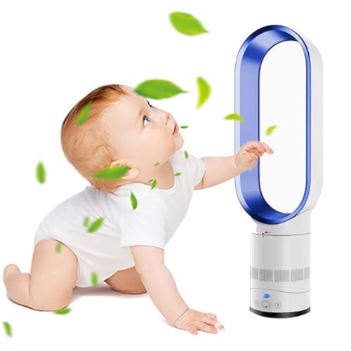 Genérico Ventilador Silencioso para Dormir, Ventilador Portatil con Mando A Distancia, Temporizador 2 Horas Ventilador De Pie para Dormitorio Oficina Camper Escritorio(Azul)
