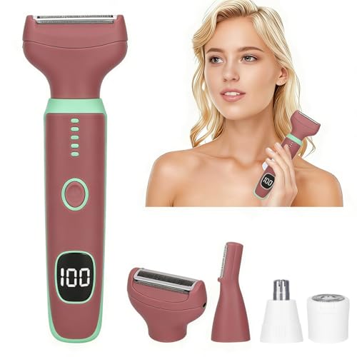 Beanify Wet & Dry Electric Razor for Women Men,4 in 1 Rechargeable Led Display Electric Shaver and Facial Hair Remover (Grey Green)