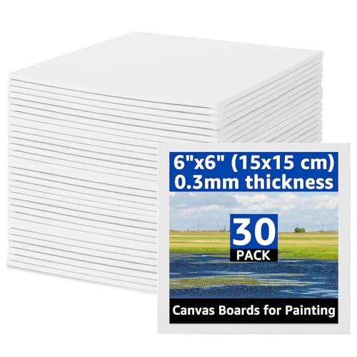 AKOLAFE 30 Stück 15x15cm Leinwand 3mm leinwand zum bemalen klein 15x15 cm Leinwände zum Malen günstig Leinwände zum Bemalen mit Keilrahmen Aus Baumwolle Geeignet für Acryl, Ölfarben, Skizze, Aquarell