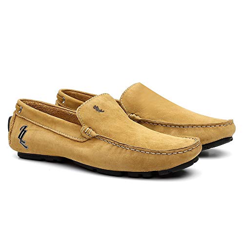 Mocassim Masculino Couro Sapato Casual - Mostarda - 39
