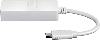 D-Link DUB-E130 USB Type C 3.0 Gigabit Ethernet RJ45 10/100/1000 Mbps Network Card for Windows and MacOS - White