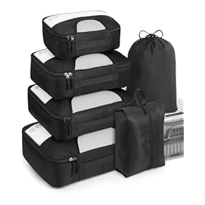 Veken 6 Set Packing Cubes for Suitcases and Carry on Luggage – Organizer Bags Set for Travel Essentials in 4 Sizes (Extra Large, Medium, Small)