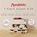 Monchhichi Bedding 7 Piece Queen Bed Set, Soft Cozy Nostalgia Reversible Comforter and Sheet Set with Sham, Officially Licensed Product by Franco