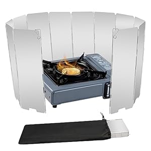 Stove Windscreen, 12 Plates Aluminum Stove Windshield with Drawstring Bag, for Camping, Butane Stoves(12 Plates)