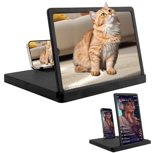 Image of 12" Phone Screen Magnifier, 3D HD Cell Phone Magnifier Screen with Vertical & Horizontal Switch, Foldable Mobile Phone Amplifier Enlarger for Movies and Gaming, Compatible with All Smartphones