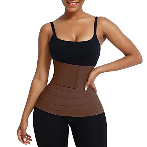 Soo slickMe Up Wrap Bandage | Adjust your Waist Trimmer Tummy Sweat Wraps Belt for Women| Belly Body Shaper Compression Wrap | Gym Accessories Walnut