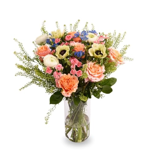 Epicflowers The Garden Bouquet – Fresh Flowers, Flowers Fresh Bouquet with Roses & Premium Blooms – Glass Vase Included, Gift Floral Arrangement for Any Occasion