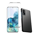対応 Galaxy S20 専用 galaxy S20 ガラスフィルム + TPU galaxy S20 ケース セット | 日本旭硝子製強化ガラス（SC-51A SCG01 対応） 硬度 9H 指紋防止・気泡ゼロ 自動吸着貼りやすい | ギャラクシS20 ケース - 耐衝撃 滑り止め マット ブラックソフト