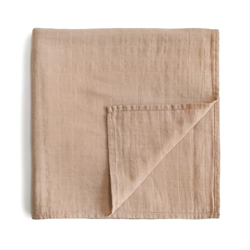 Image of mushie Muslin Baby Swaddle Blanket | 100% Organic Cotton (Pale Taupe)