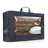 Littens Luxury Ultimate Collection Super King Size 100% Pure Hungarian Goose Down Pillows Pair 300TC 100% Cotton Jacquard Casing, Down Proof, Gold Piping (50cm x 90cm)