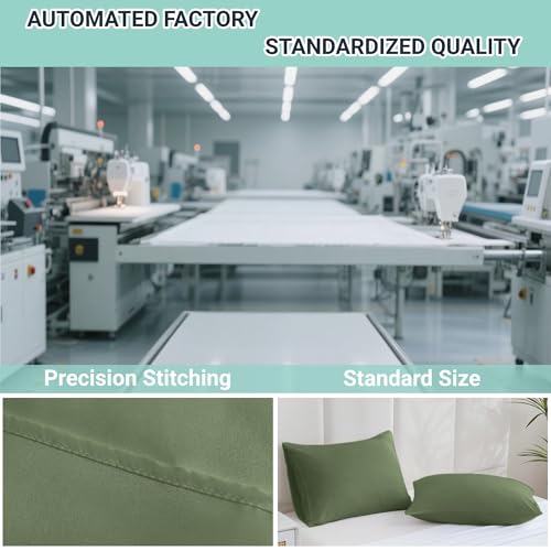 ZPECC Pillow Cases Standard Size Set of 12, 20x26 Envelope Closure Pillowcases, Soft Plain Brushed Microfiber Covers Hypoallergenic Breathable, Olive Green
